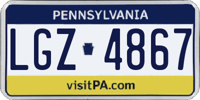 PA license plate LGZ4867
