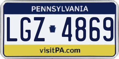 PA license plate LGZ4869