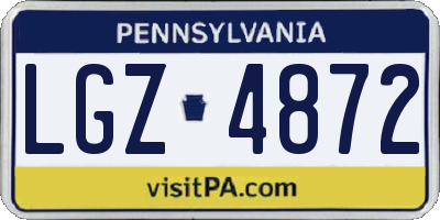 PA license plate LGZ4872