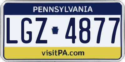 PA license plate LGZ4877