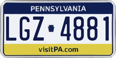 PA license plate LGZ4881