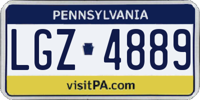 PA license plate LGZ4889