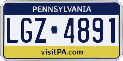PA license plate LGZ4891