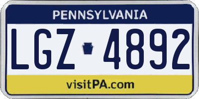 PA license plate LGZ4892