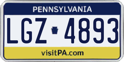 PA license plate LGZ4893