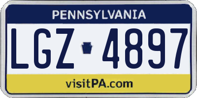 PA license plate LGZ4897