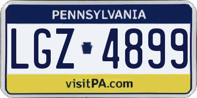 PA license plate LGZ4899