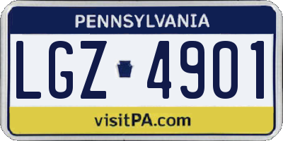 PA license plate LGZ4901