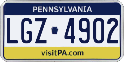 PA license plate LGZ4902