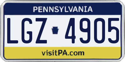 PA license plate LGZ4905