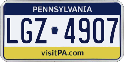 PA license plate LGZ4907
