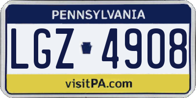 PA license plate LGZ4908