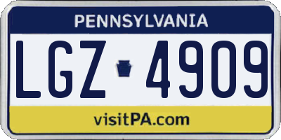 PA license plate LGZ4909
