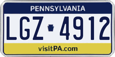 PA license plate LGZ4912