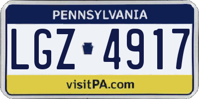 PA license plate LGZ4917