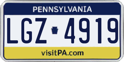 PA license plate LGZ4919
