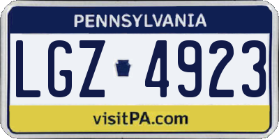 PA license plate LGZ4923