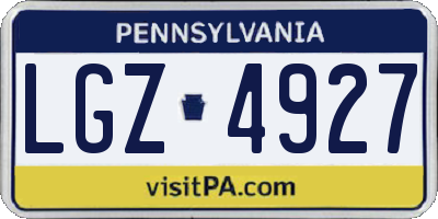 PA license plate LGZ4927