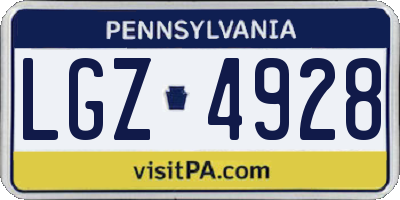 PA license plate LGZ4928