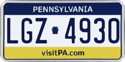 PA license plate LGZ4930