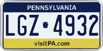 PA license plate LGZ4932