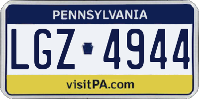 PA license plate LGZ4944