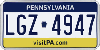 PA license plate LGZ4947