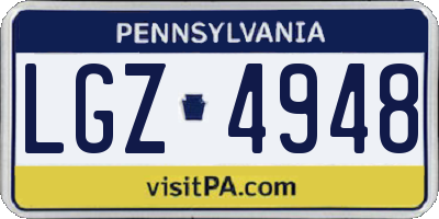 PA license plate LGZ4948