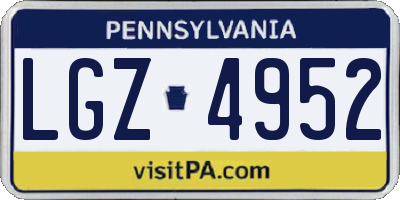 PA license plate LGZ4952