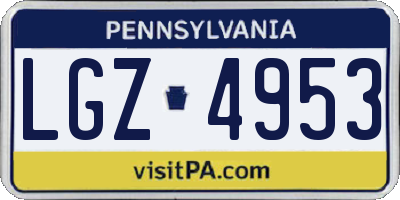 PA license plate LGZ4953