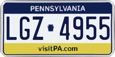 PA license plate LGZ4955