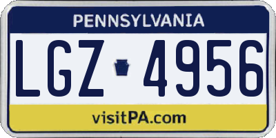 PA license plate LGZ4956