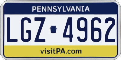 PA license plate LGZ4962