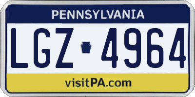 PA license plate LGZ4964
