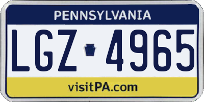 PA license plate LGZ4965