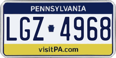 PA license plate LGZ4968