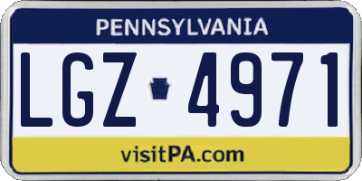 PA license plate LGZ4971