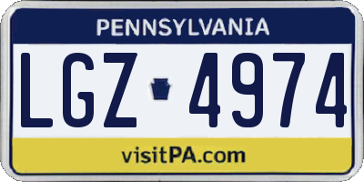 PA license plate LGZ4974