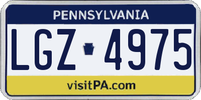 PA license plate LGZ4975