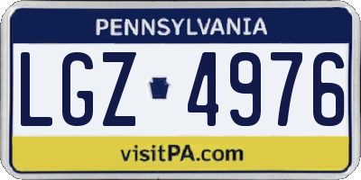 PA license plate LGZ4976