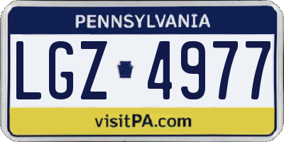 PA license plate LGZ4977