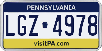 PA license plate LGZ4978