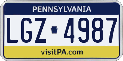 PA license plate LGZ4987
