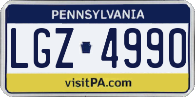 PA license plate LGZ4990