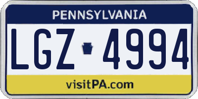 PA license plate LGZ4994