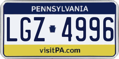 PA license plate LGZ4996