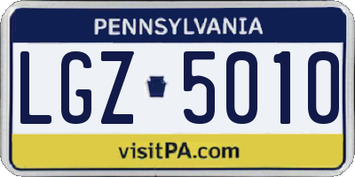 PA license plate LGZ5010