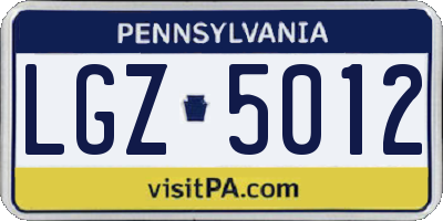 PA license plate LGZ5012