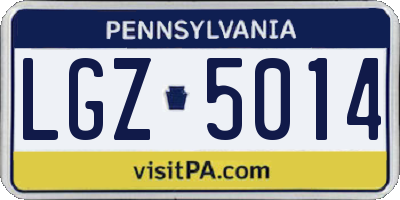 PA license plate LGZ5014