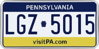 PA license plate LGZ5015